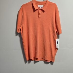 Hudson North polo knit short sleeves shirt color orange size Large